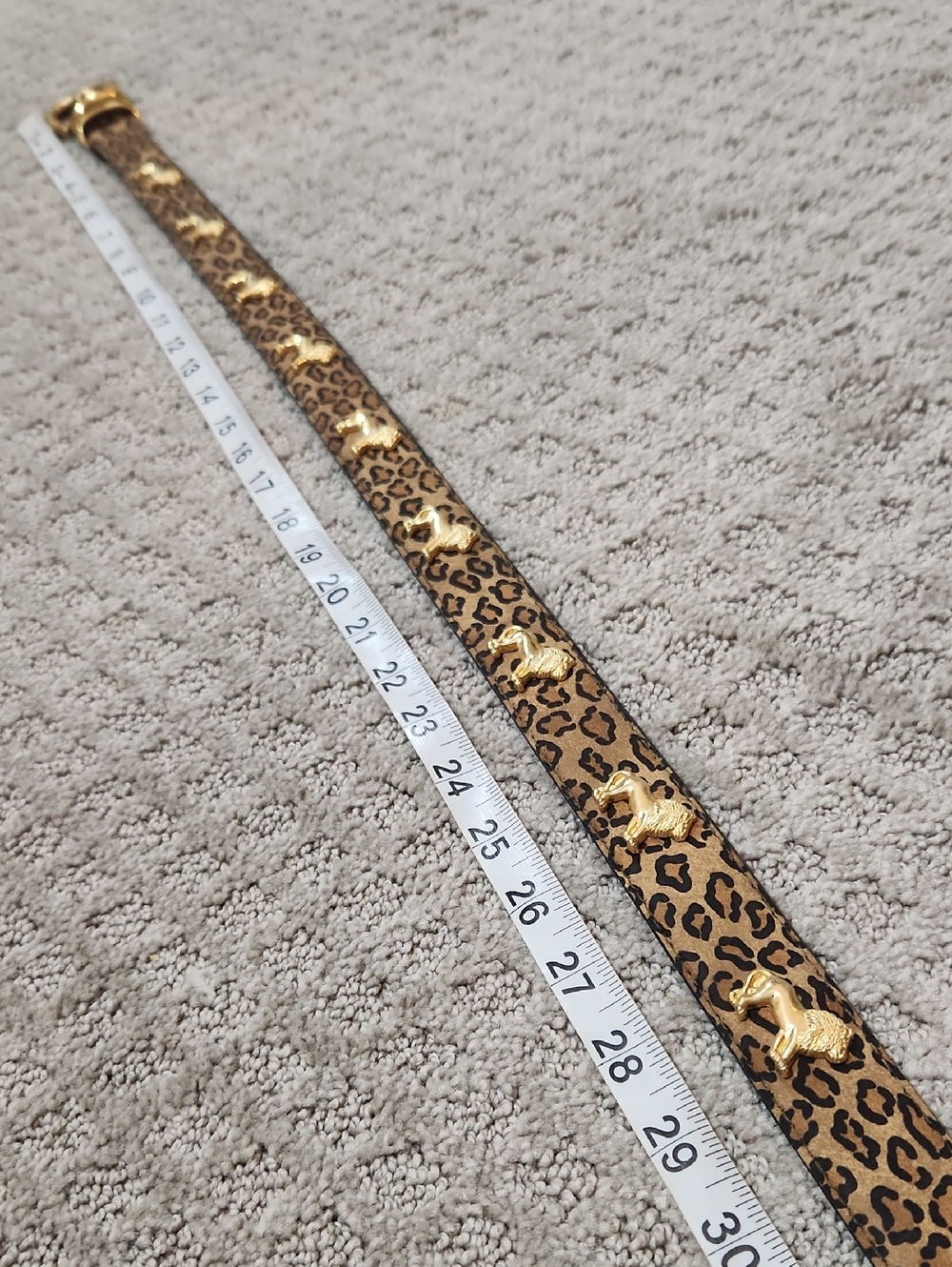 Vintage Leopard Print Women's Belt with Gold Buckle & Golden Lions Size M/L - Picture 9 of 11